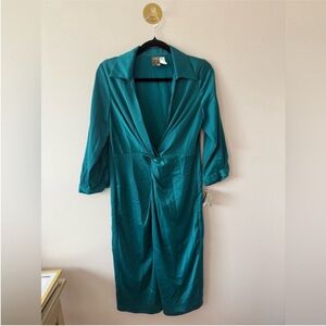 Taylor Green Faux Wrap Midi Dress NWT 8 petite